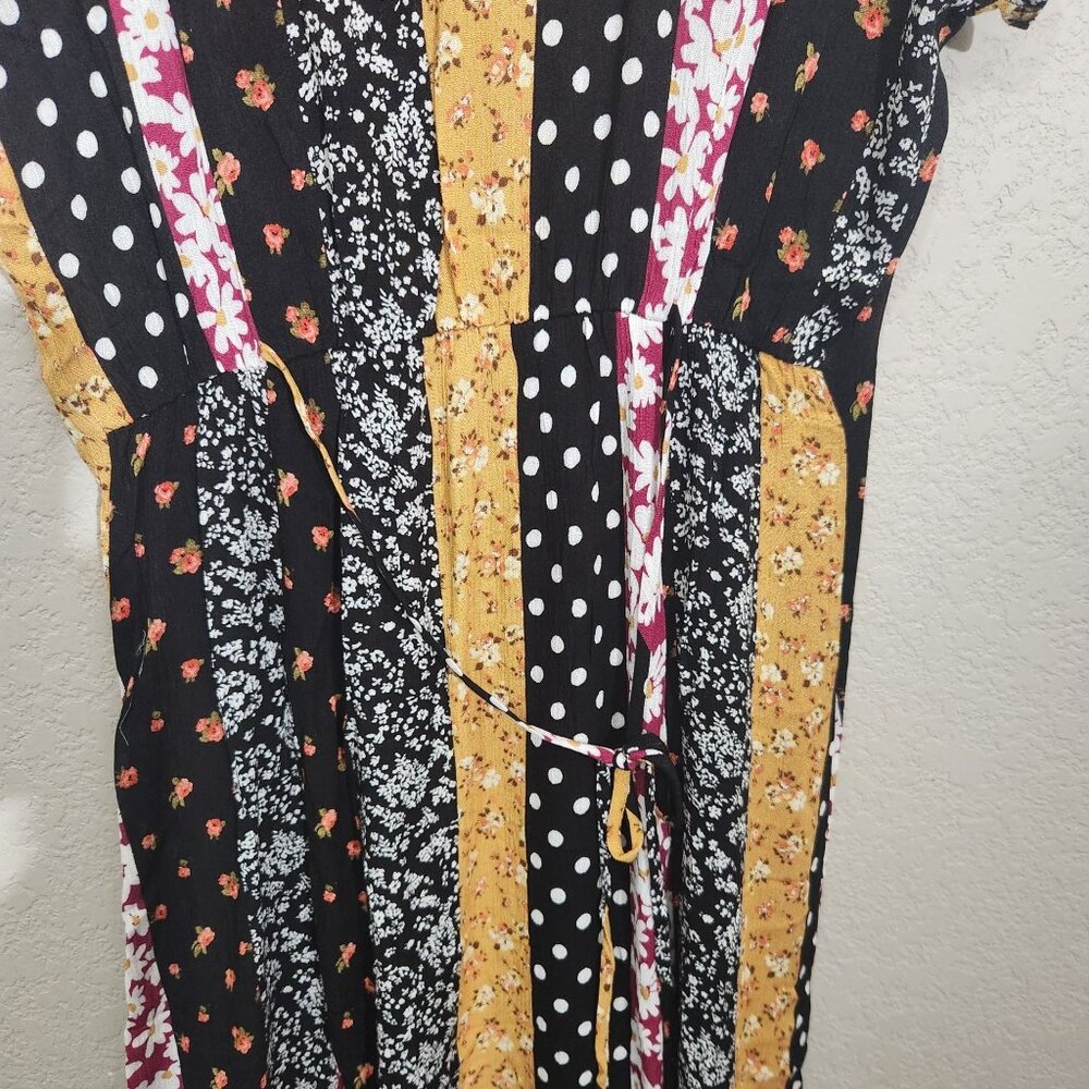 Colorful Forever 21 Dress long Small Patchwork Polka Dots & Florals Cottagecore - Picture 6 of 13